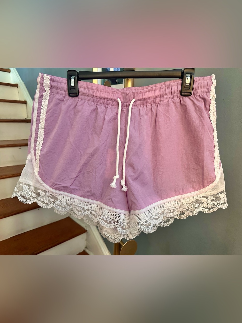 NWT Anthropologie Lace Trim Shorts L in Lilac